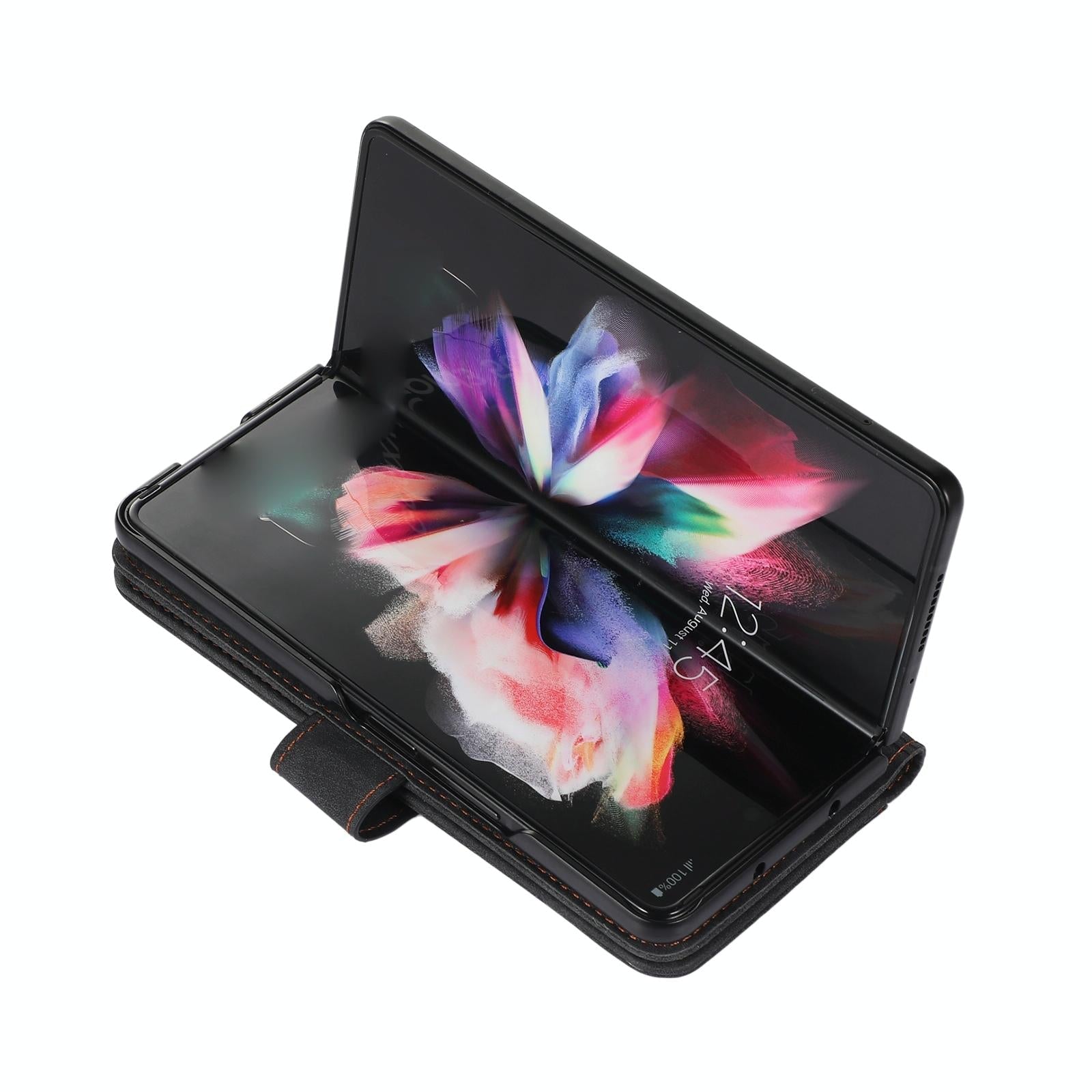 For Samsung Galaxy Z Fold4 5G Leather Phone Case With Pen Slot - Horizontal Flip - Blue 5