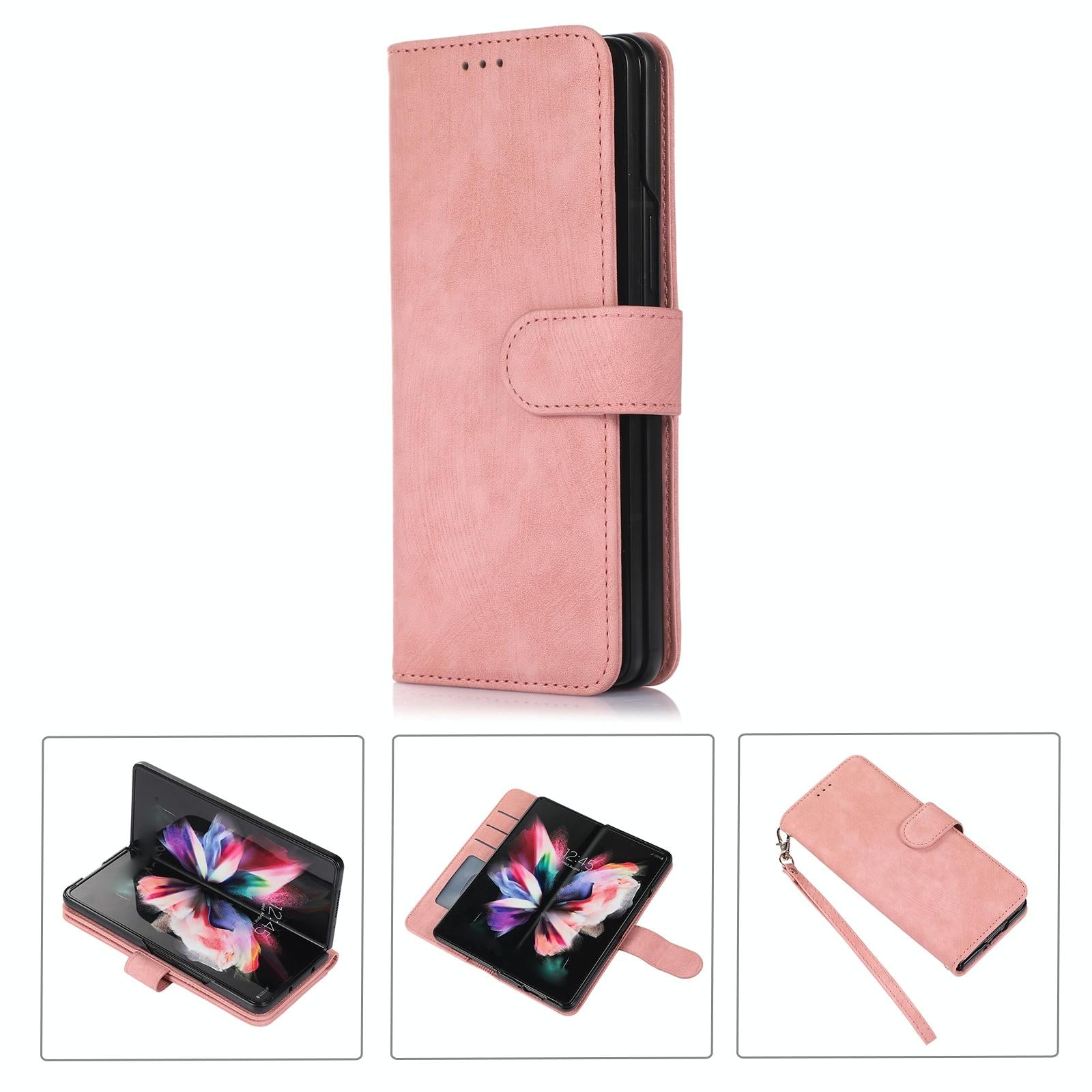 For Samsung Galaxy Z Fold4 5G Leather Phone Case With Pen Slot - Horizontal Flip - Blue 8