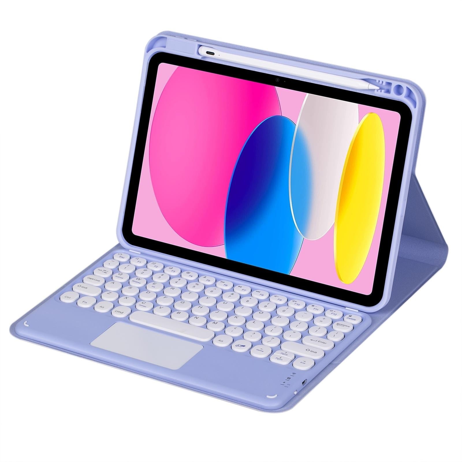 2022 Ipad 10.9 Touch Keyboard Leather Case With Pen Slot - Blue 8