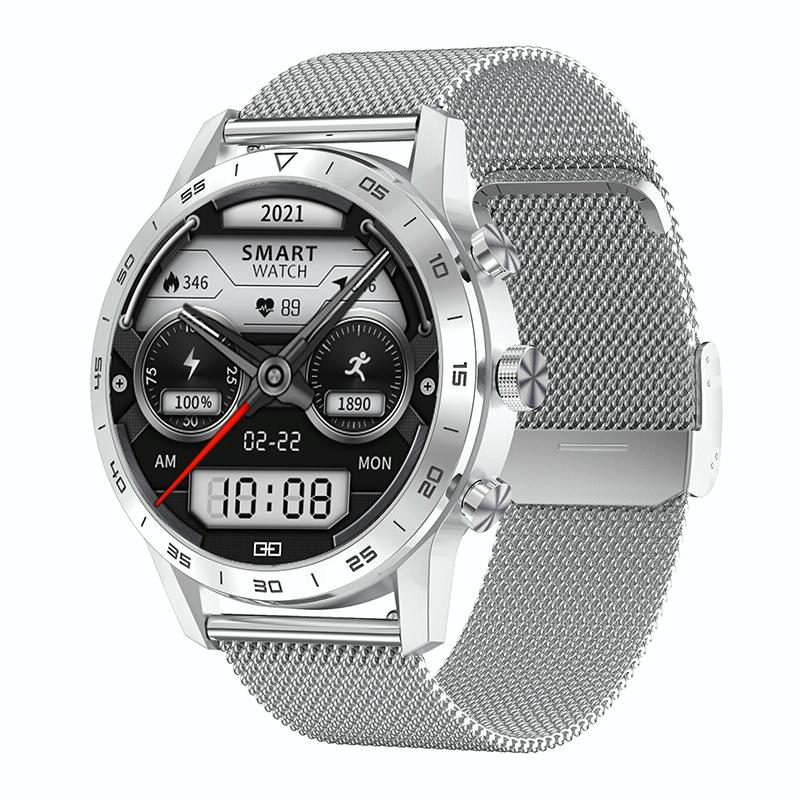 Smart Dual Display Analog Digital Call Watch - Silver Silicone 12