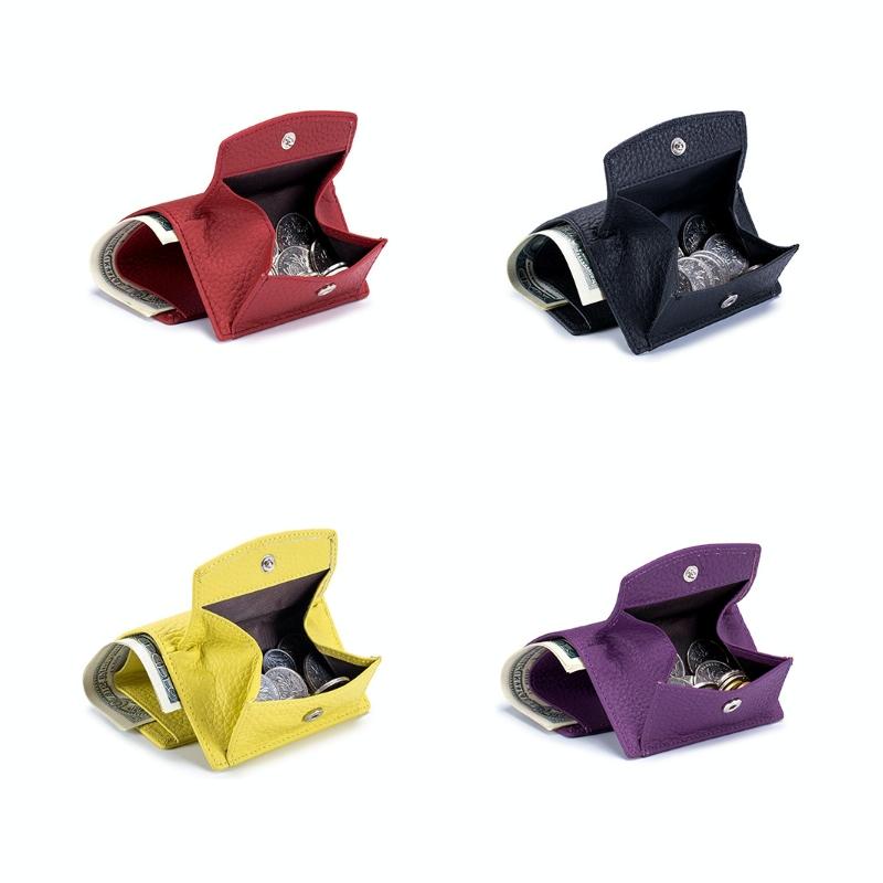 Compact Rfid Leather Coin Purse Wallet - Secure & Stylish - Lemon Yellow 14