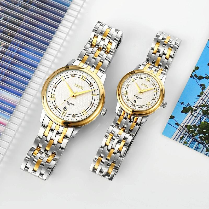 Waterproof Quartz Watch with Stainless Steel Buckle for Men - Silver Shell Silver Surface 6