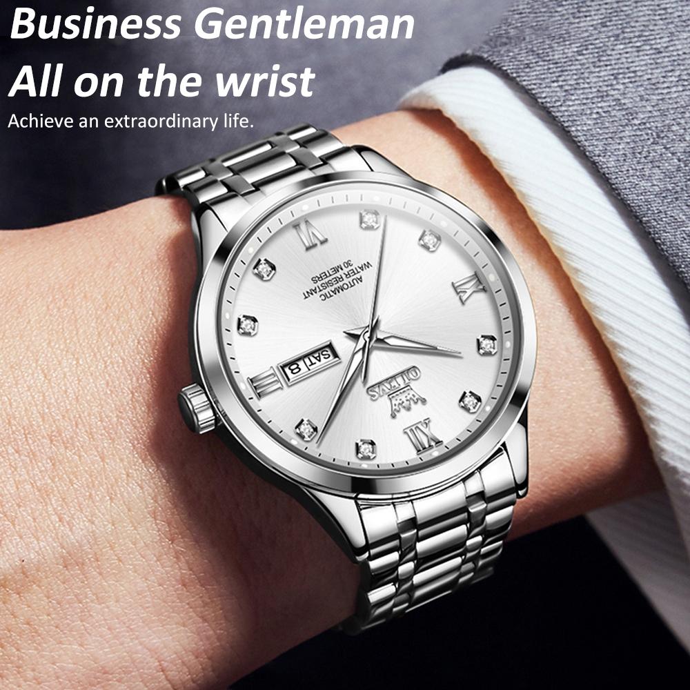 Waterproof Quartz Watch with Diamond Roman Scale for Men - Blue + Gold 4