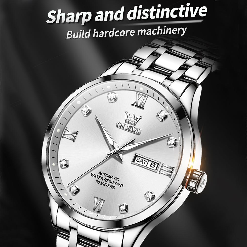 Waterproof Quartz Watch with Diamond Roman Scale for Men - Blue + Gold 6