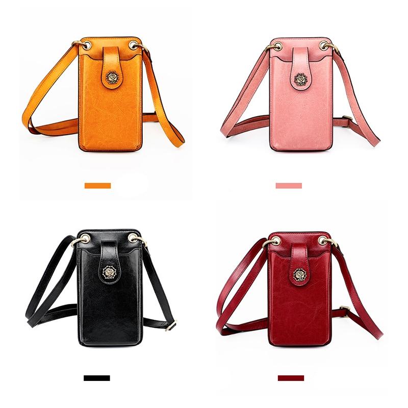 Mini Leather Crossbody For Women Fits Mobile Phones - Wine Red 3