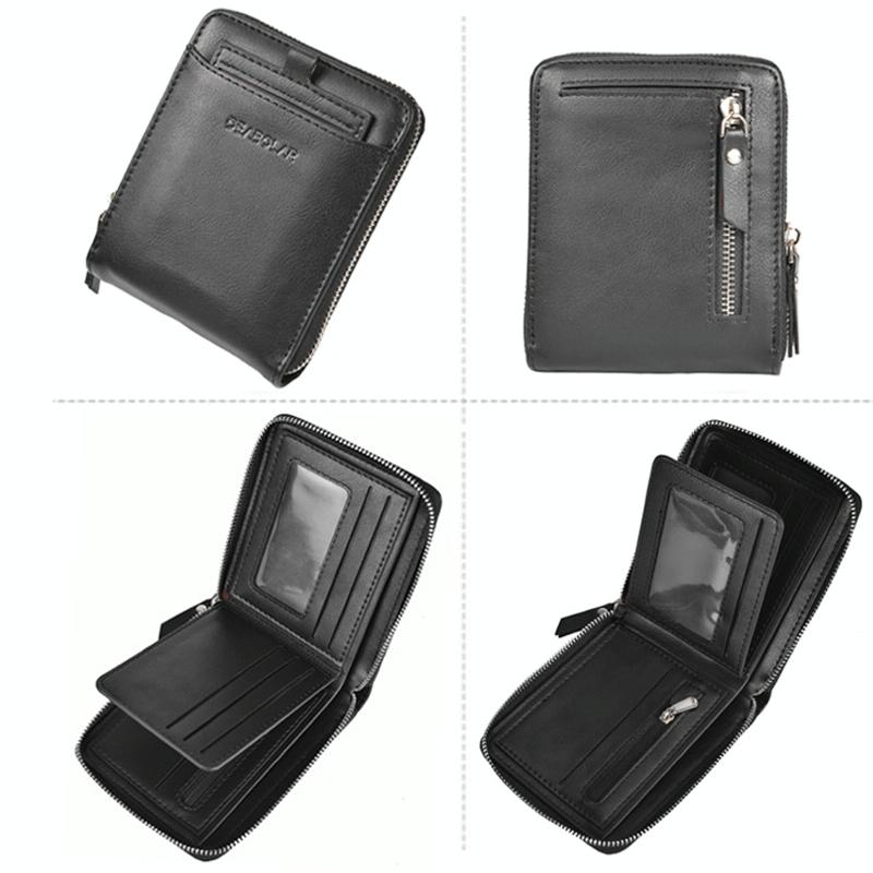 Men Retro Rfid Zip Wallet - Zipper Closure - Dark Coffee 3