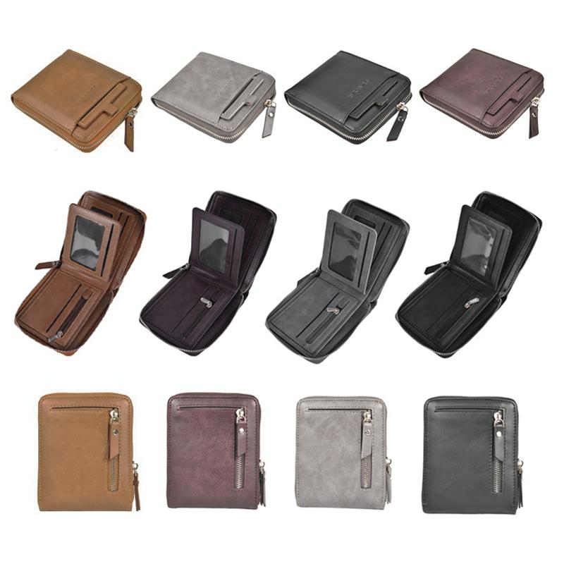Men Retro Rfid Zip Wallet - Zipper Closure - Dark Coffee 4
