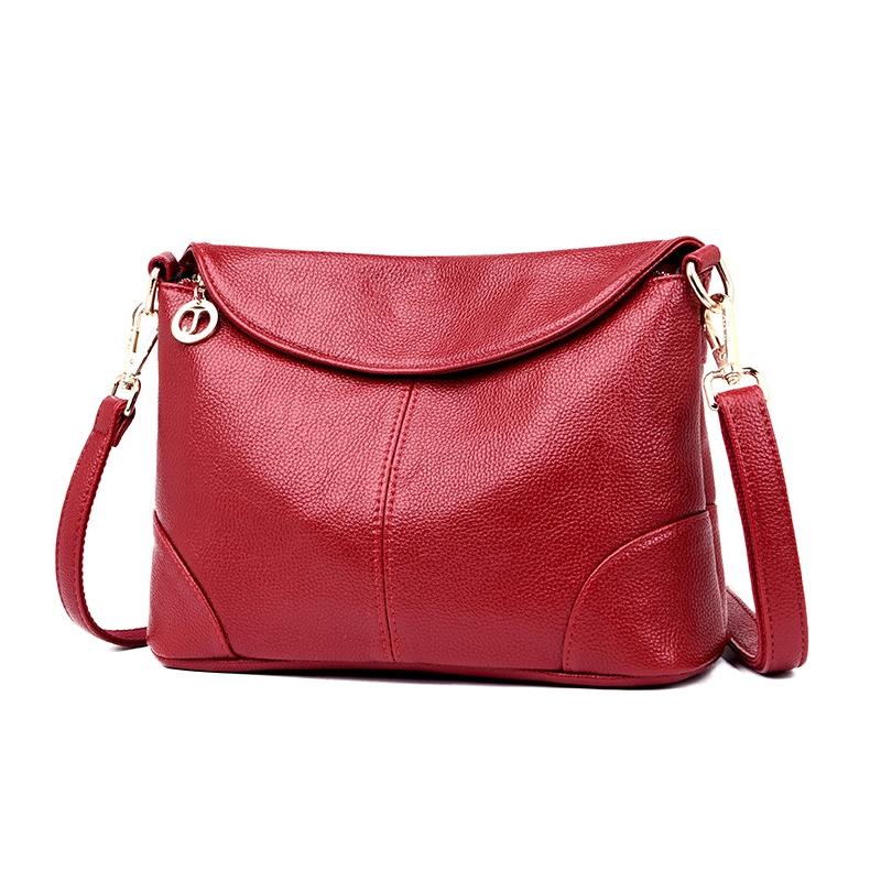 Stylish Soft Leather Shoulder Bag - Red 12