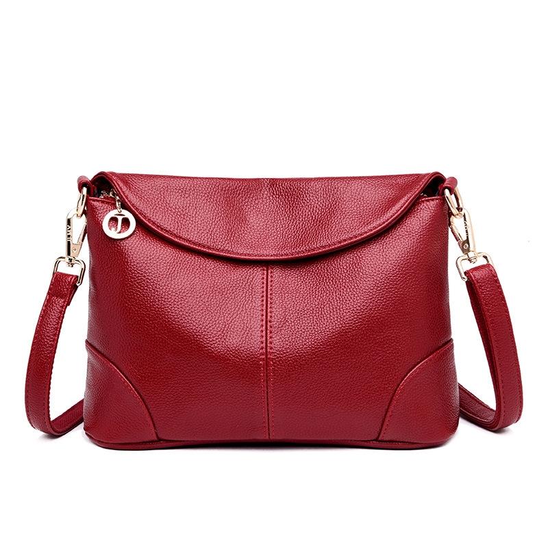 Stylish Soft Leather Shoulder Bag - Red 13