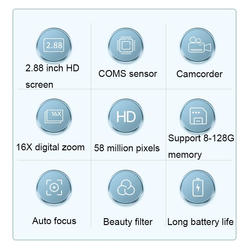Portable 16X Zoom Hd Digital Camera With 2.88 Ips Screen - Green 5