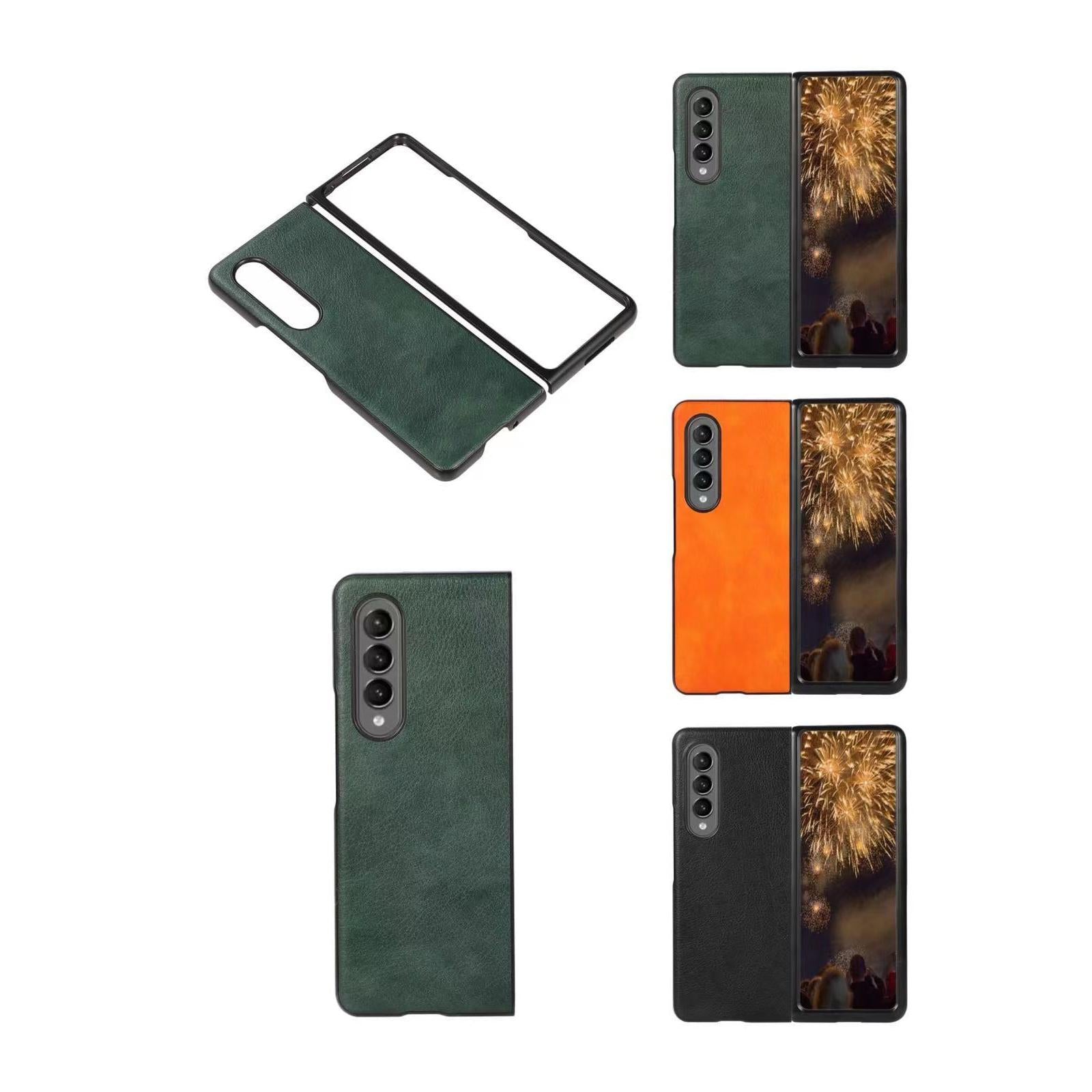 For Samsung Galaxy Z Fold4 5G Litchi Texture Case - Two Tone - Green 6
