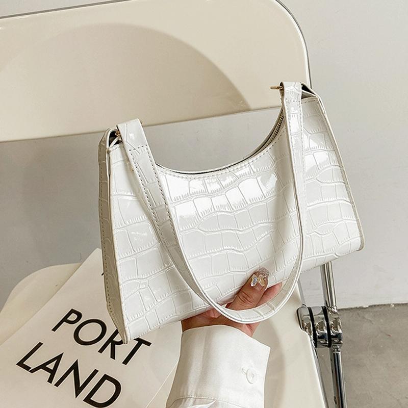 Small Square Stone Pattern Shoulder Bag for Women - Black 12