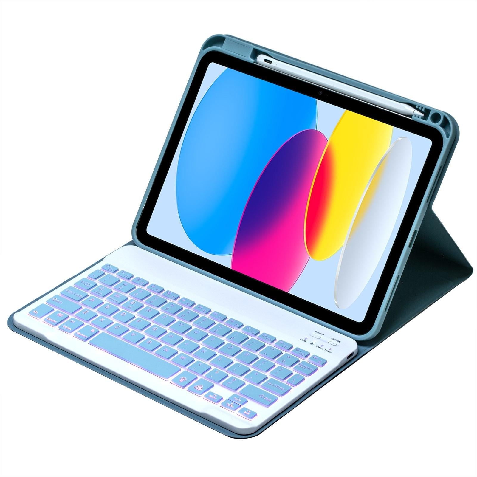 10.9 Ipad 10Th Gen 2022 Backlit Keyboard Case With Pen Slot - Bluetooth Leather - Light Green 4