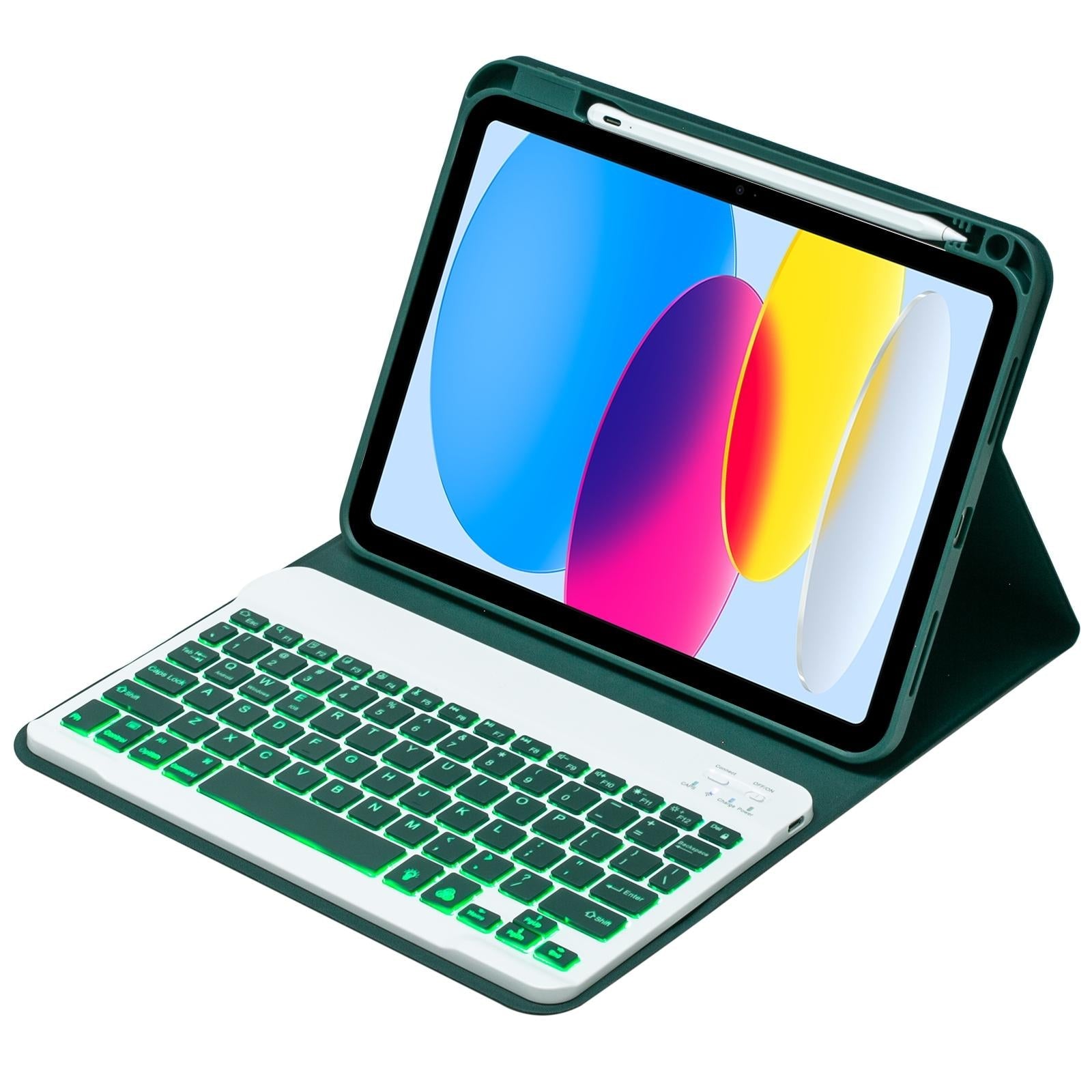 10.9 Ipad 10Th Gen 2022 Backlit Keyboard Case With Pen Slot - Bluetooth Leather - Light Green 14