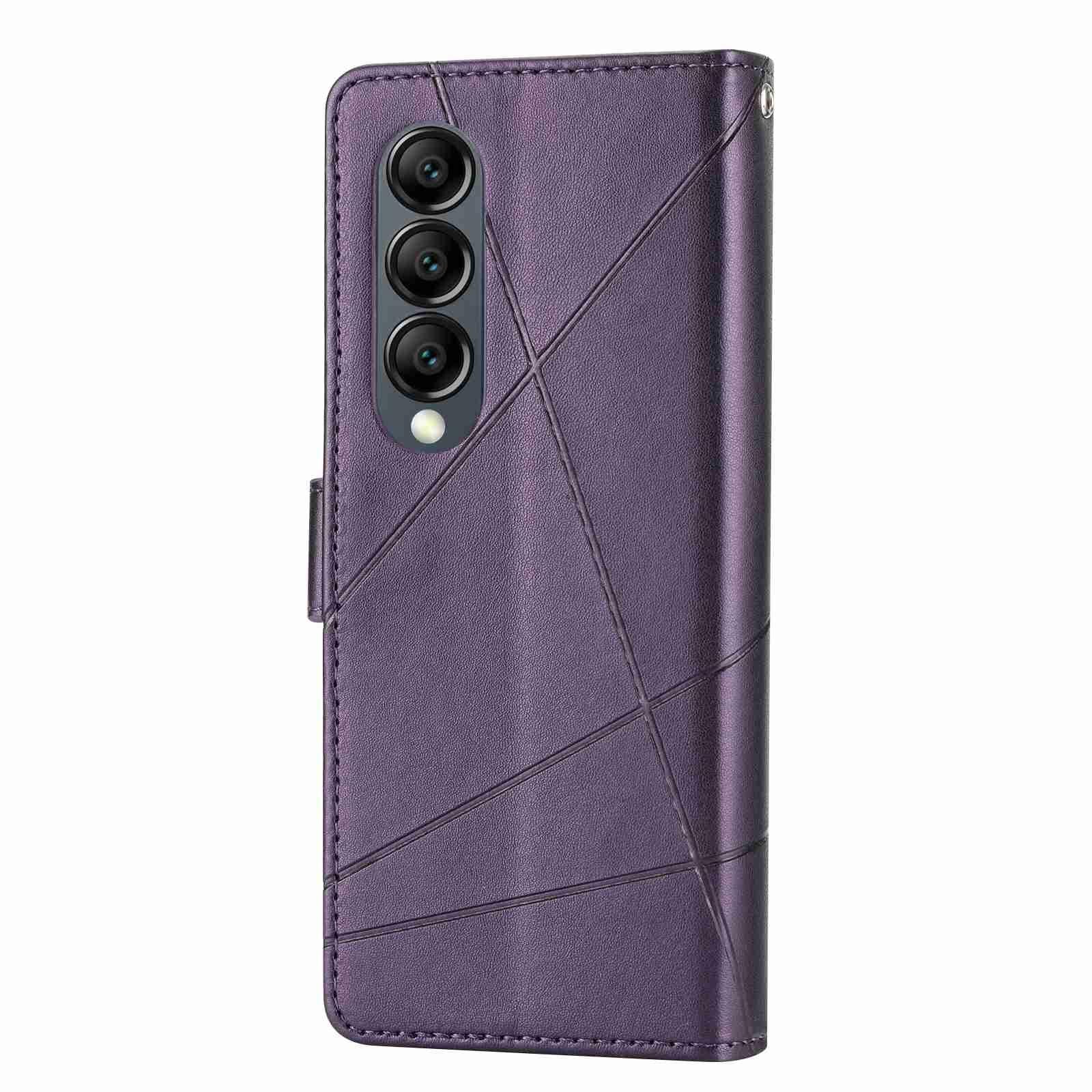For Samsung Galaxy Z Fold4 5G Embossed Pu Leather Phone Case - Brown 4
