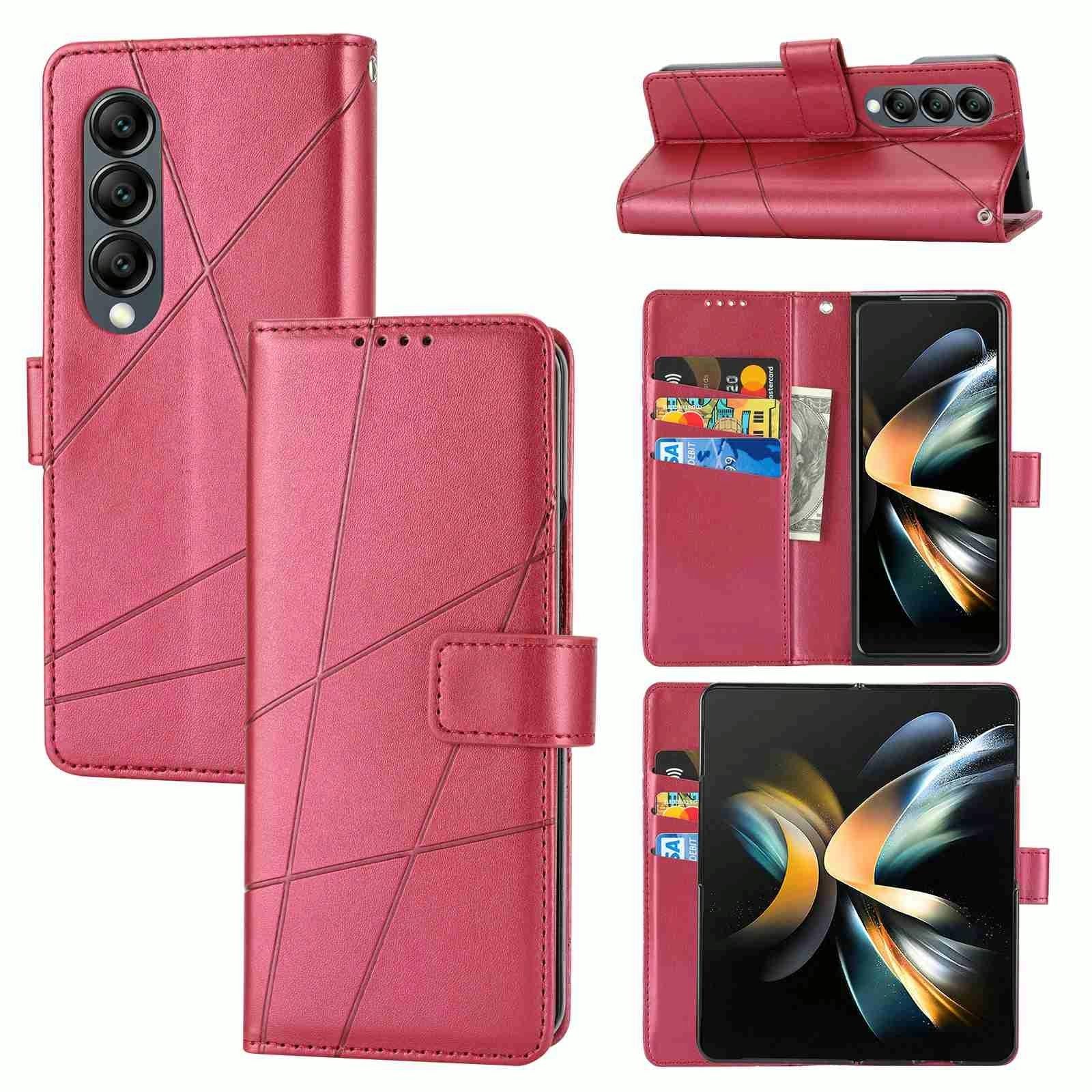 For Samsung Galaxy Z Fold4 5G Embossed Pu Leather Phone Case - Brown 8