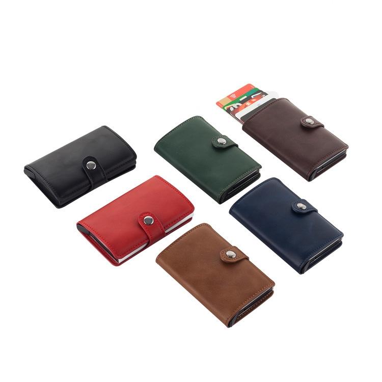 Rfid-protected Leather Card Wallet - Pu Material - Coffee 3