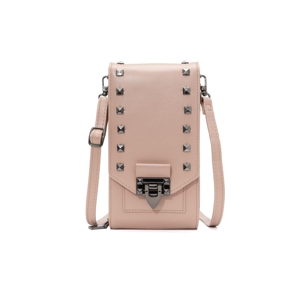 Diamond Rivet Shoulder Bag For Mobile Phones - Pink