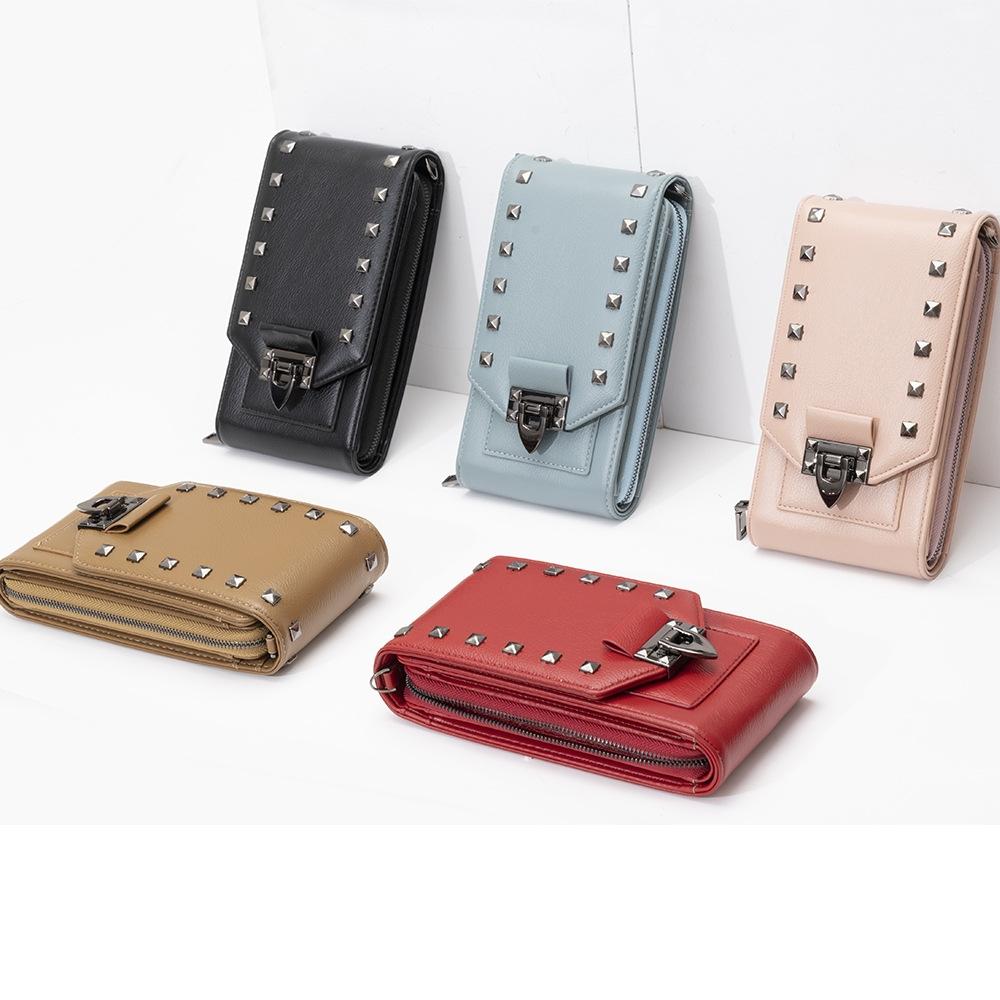 Diamond Rivet Shoulder Bag For Mobile Phones - Pink 3