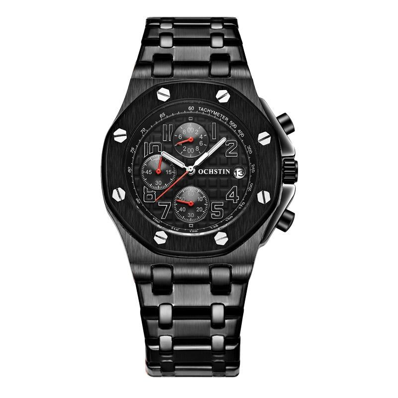 Waterproof Luminous Men Watch with Steel Strap - 6100d - Black 02