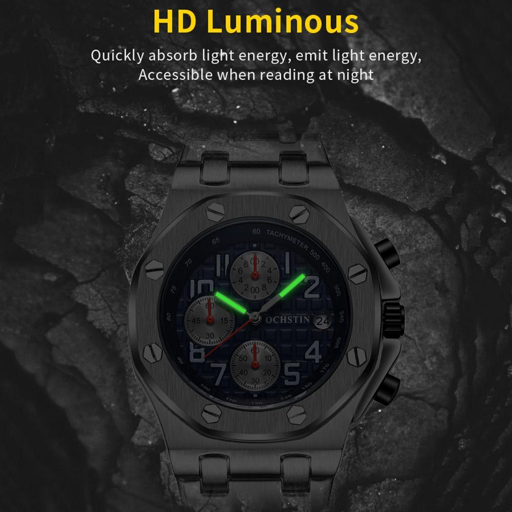 Waterproof Luminous Men Watch with Steel Strap - 6100d - Black 02 5