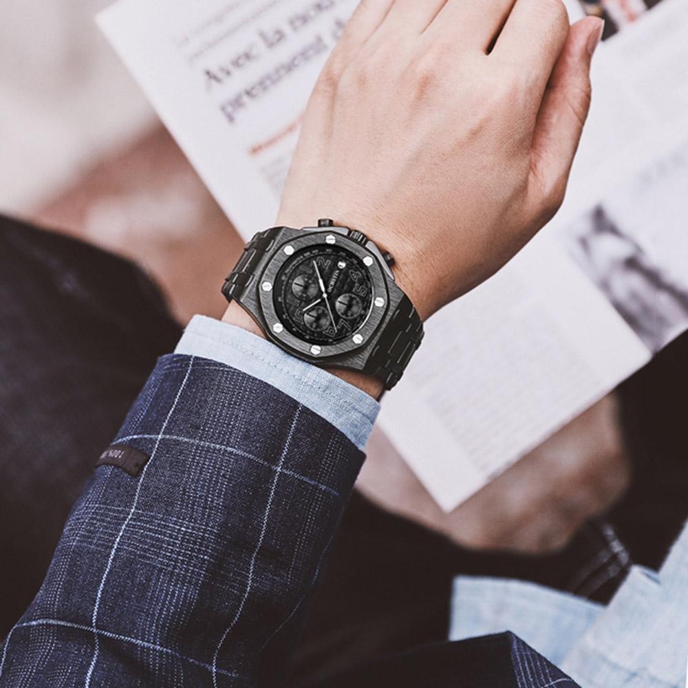 Waterproof Luminous Men Watch with Steel Strap - 6100d - Black 02 6