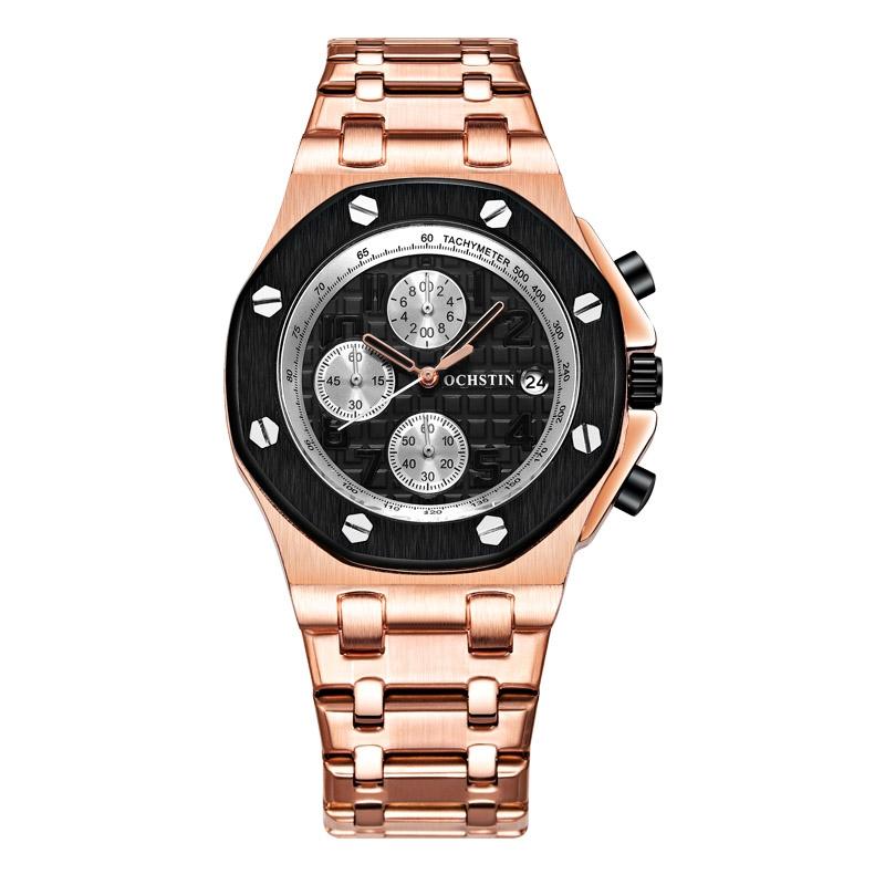 Waterproof Luminous Men Watch with Steel Strap - 6100d - Black 02 11