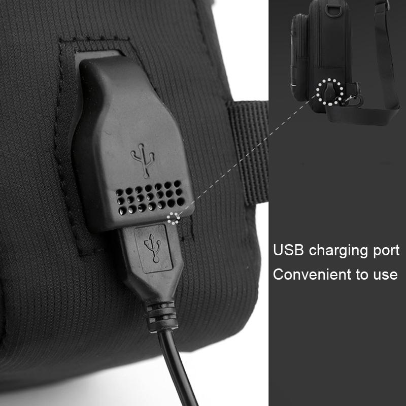 USB Chest Outdoor Shoulder Messenger Bag For Men With Charging Port - Dark Green 8
