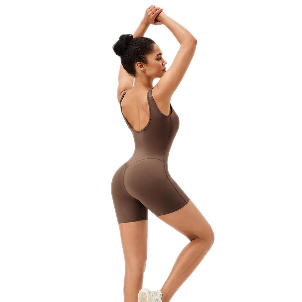 Yoga Bodysuit With Chest Pad Size L Tight Fit - Mocha Colour - S 9