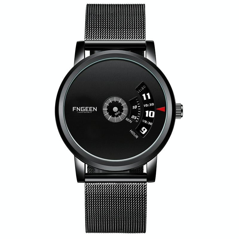 Men Non-pointer Quartz Watch - S230 - Black Mash Black Steel Black