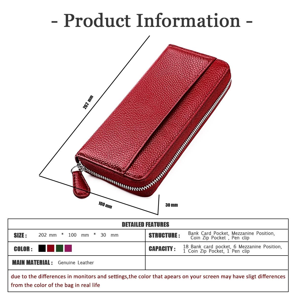 Stylish Rfid Clutch with Zipper - Lychee Texture - Black 8
