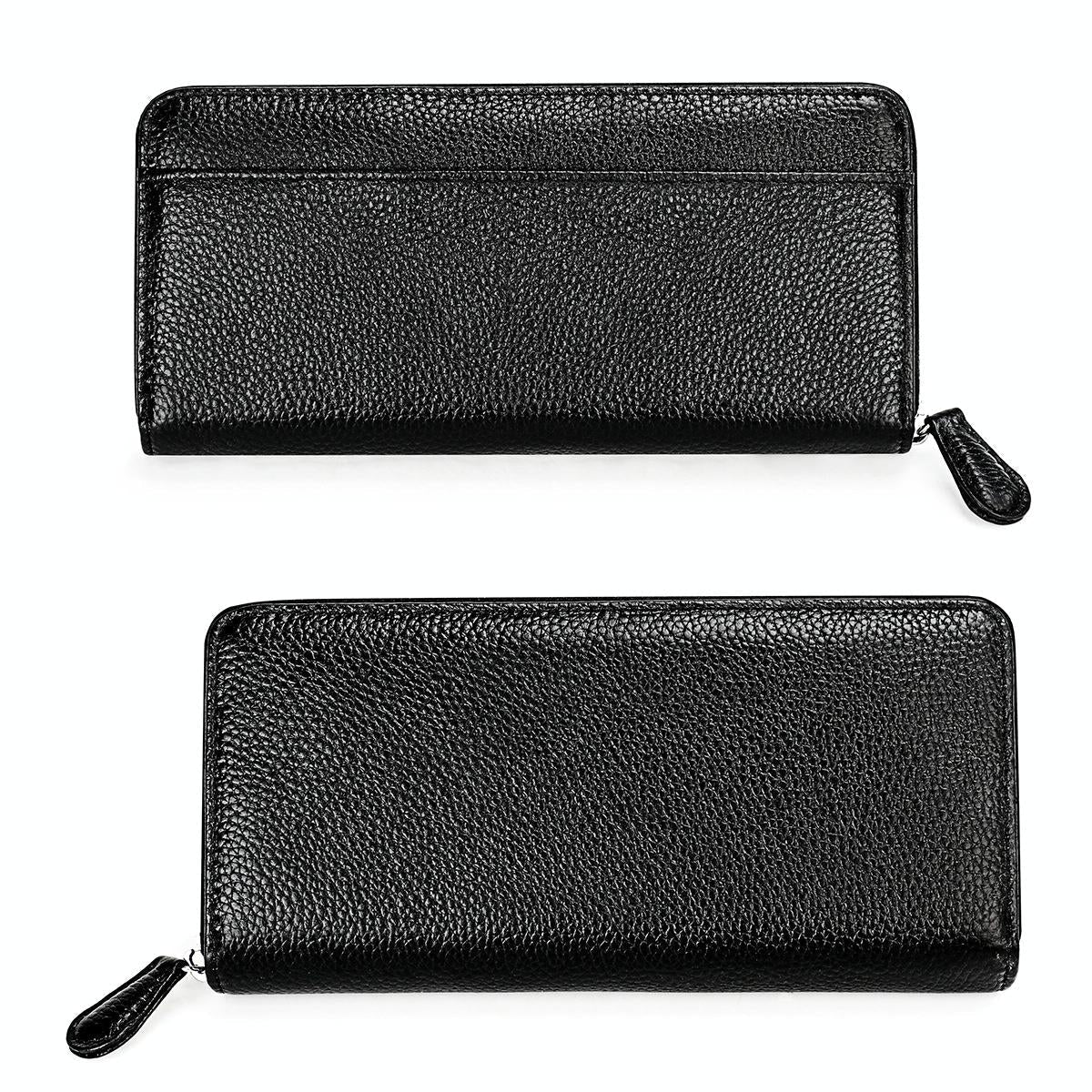 Stylish Rfid Clutch with Zipper - Lychee Texture - Black 12