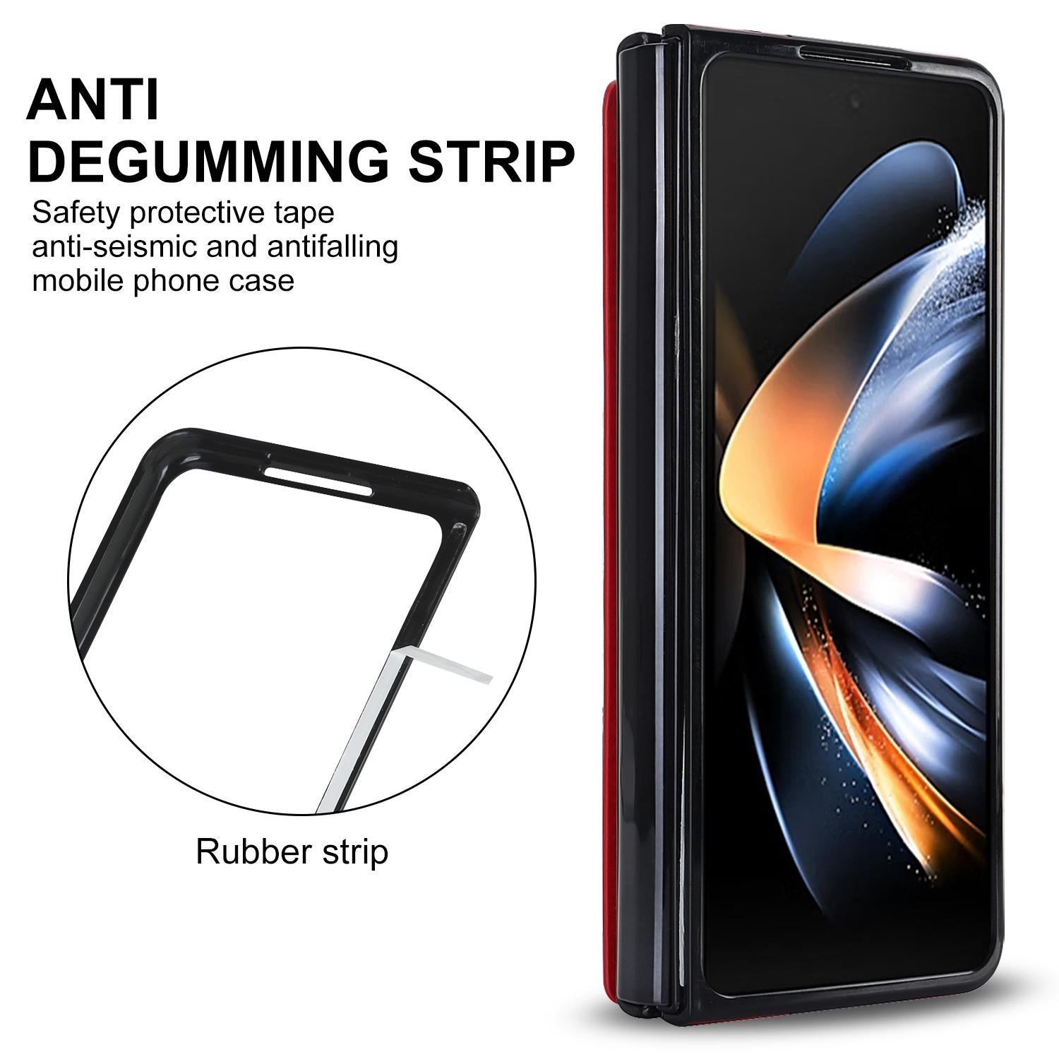 For Samsung Galaxy z Fold4 5G Foldable Phone Case with Double Buckle Card Slot - Rose Gold 12