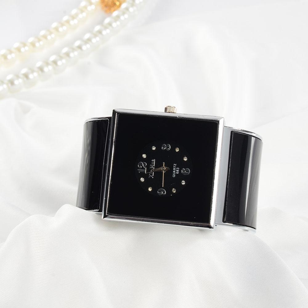 Women Square Dial Bracelet Watch - Large Face - Pink 10