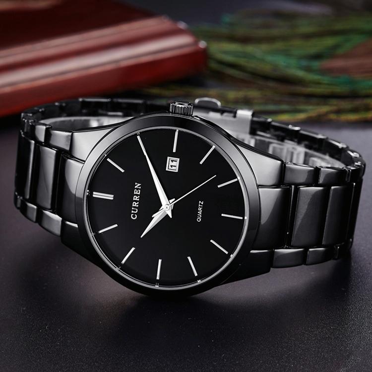 Waterproof Full Steel Quartz Watch - Fashion Business Calendar - White Case White Face 8