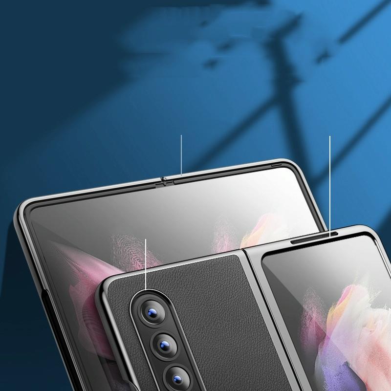 For Samsung Galaxy Z Fold4 5G Leather Plated Phone Cover - Rose Gold 5
