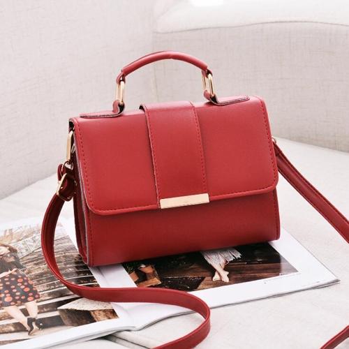 Women Small Leather Shoulder Bag - Flap Crossbody Messenger - Pink 9