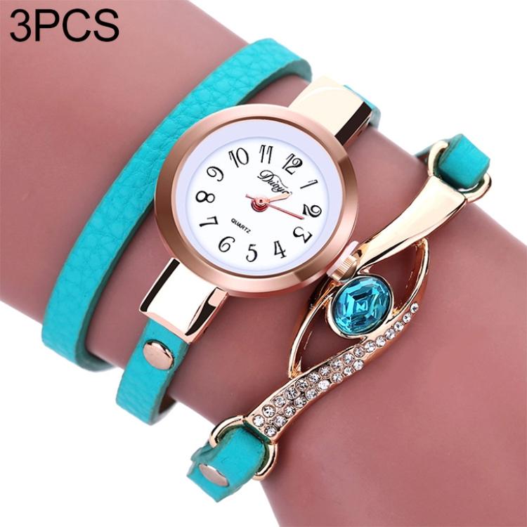 Women Lake Blue Gemstone Bracelet Watch - Eye Shape