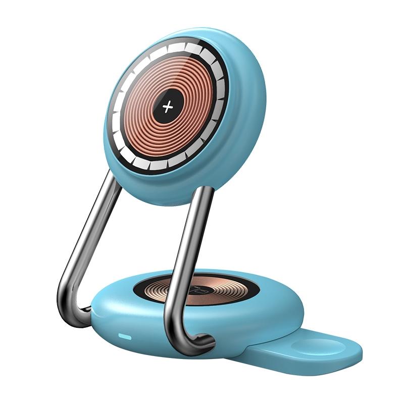 15W 3 In 1 Transparent Magnetic Wireless Charger - Blue 9