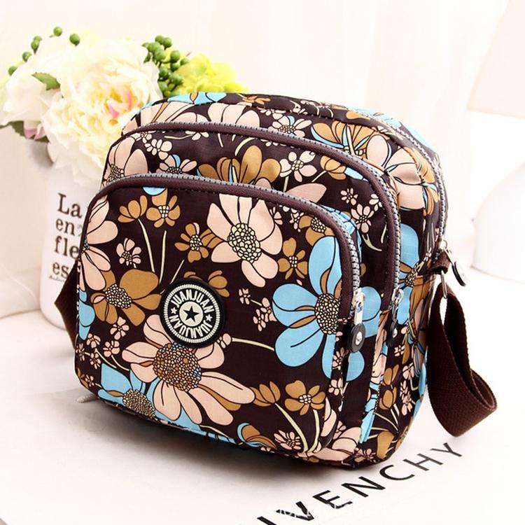 Waterproof Nylon Multilayer Crossbody Bag For Women - Dream Safflower 3