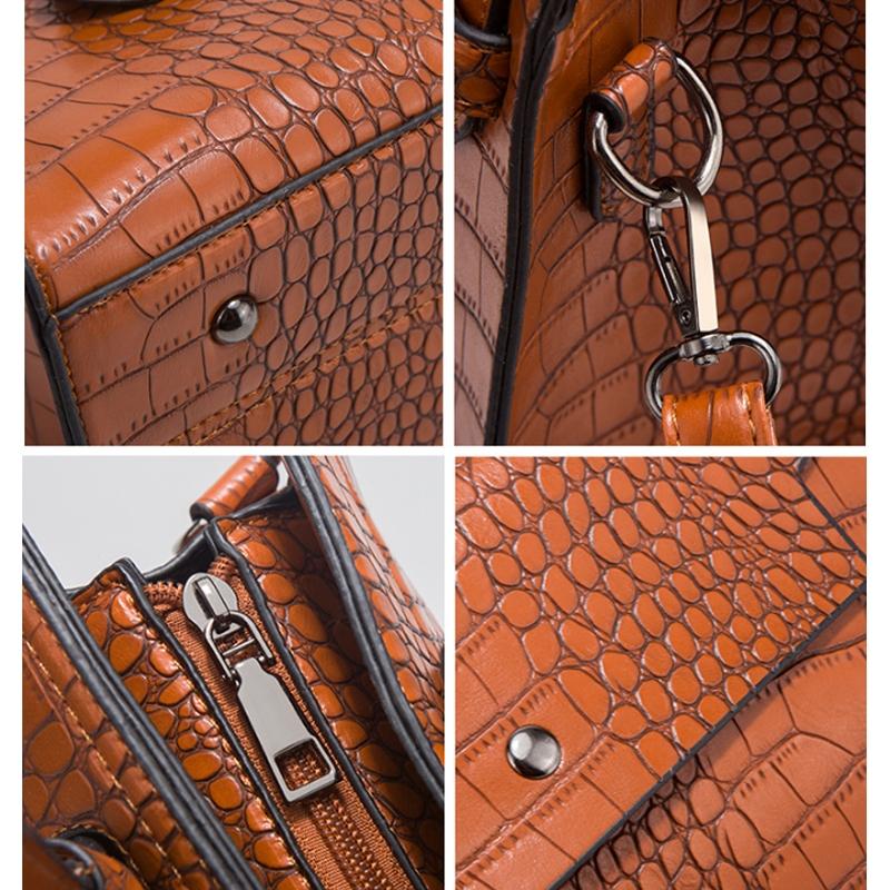 Large Capacity 3-in-1 Crocodile Print Crossbody Tote - Diagonal Design - Peacock Green 5