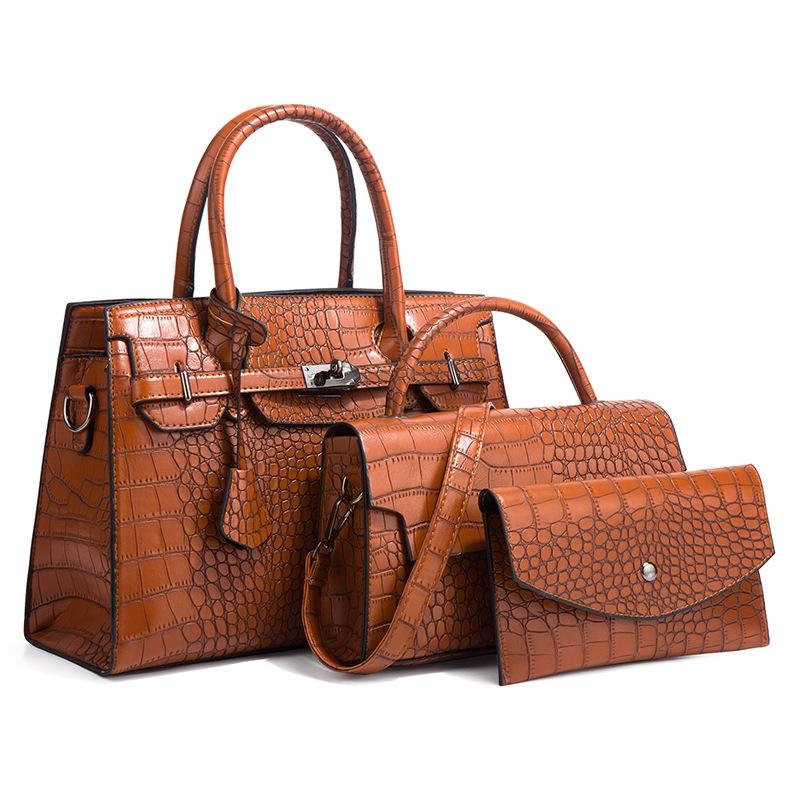 Large Capacity 3-in-1 Crocodile Print Crossbody Tote - Diagonal Design - Peacock Green 13