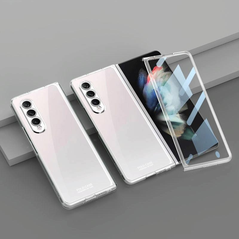 For Samsung Galaxy Z Fold4 5G Full Coverage Electroplated Glass Case - Silver 9