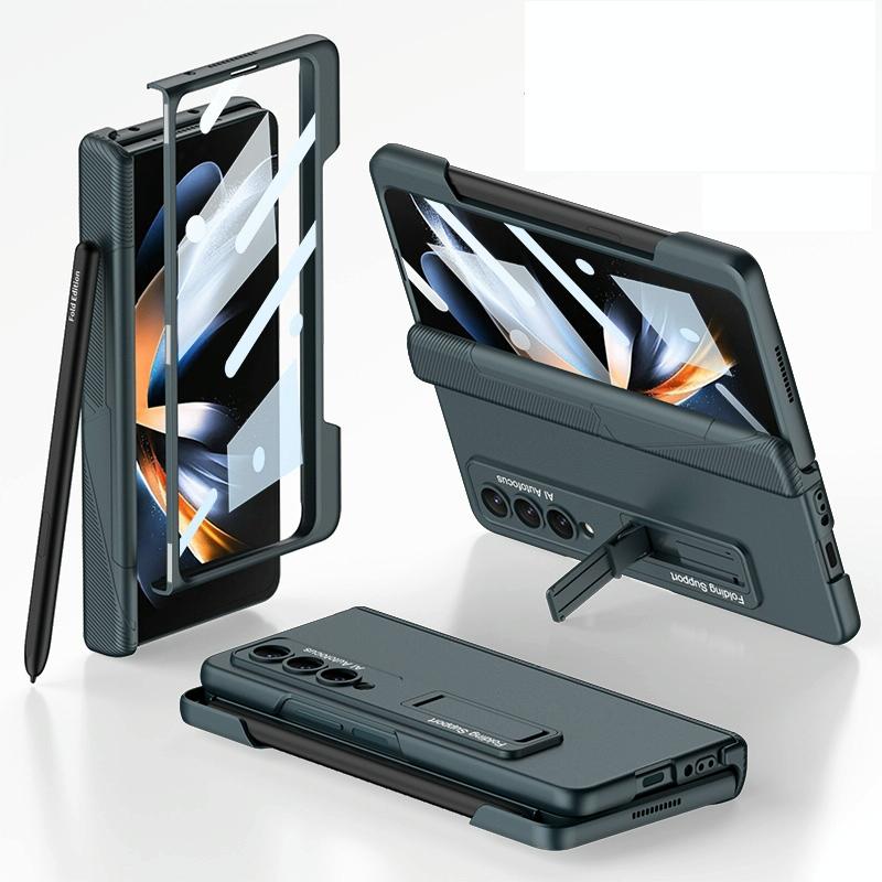 For Samsung Galaxy Z Fold4 5G Foldable Phone Case With Magnetic Closure And Pen Slot - Compact And Convenient - Green