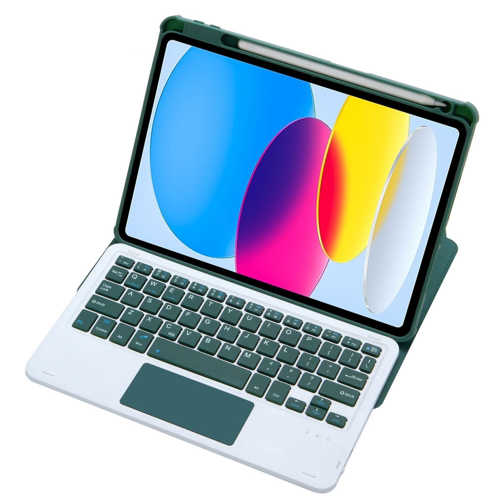 360 Rotation Bluetooth Keyboard Leather Case For Ipad 10.9 2022 - Transparent Acrylic With Touch Control - Green 9