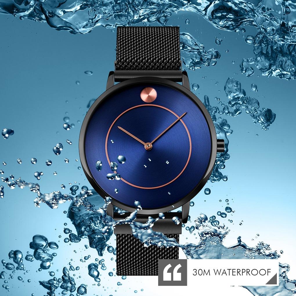 Women Metal Mesh Quartz Watch with Non-scale Dial - Silver Shell Black Surface 6
