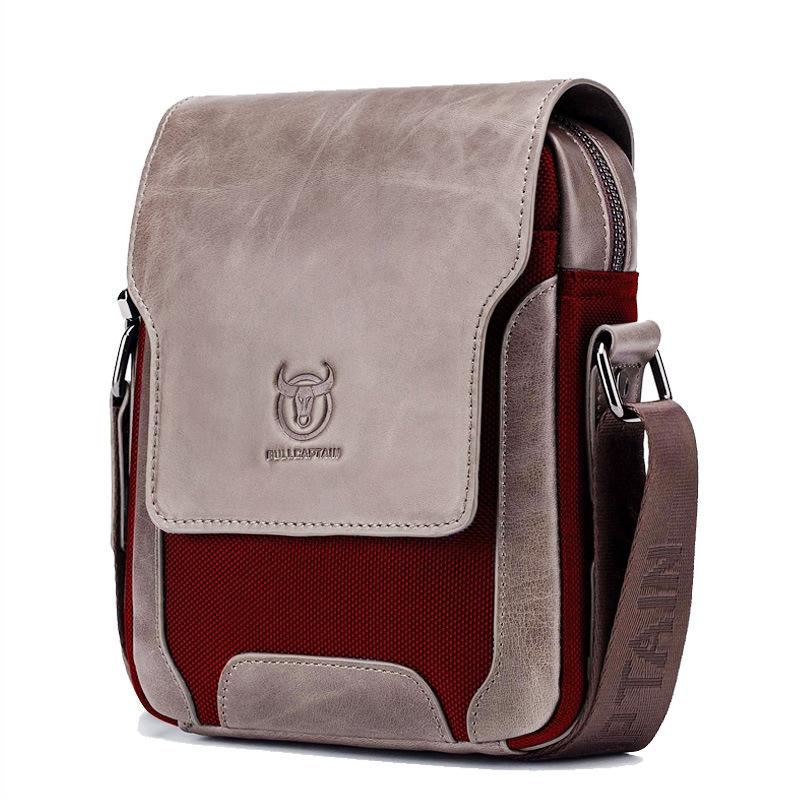 Men Leather Diagonal Shoulder Bag Multi Function - Brown 9