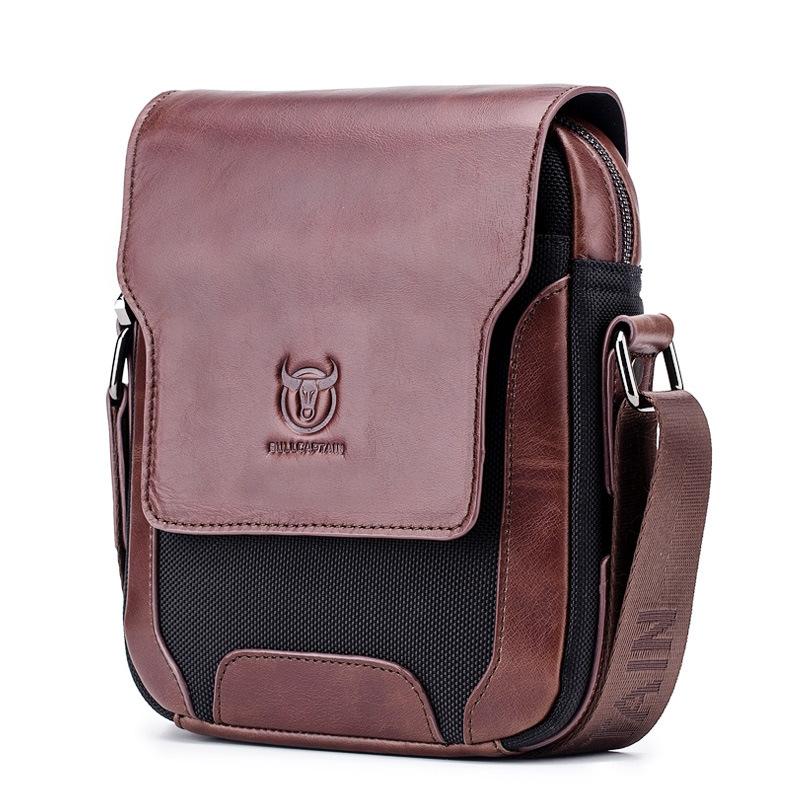 Men Leather Diagonal Shoulder Bag Multi Function - Brown 10
