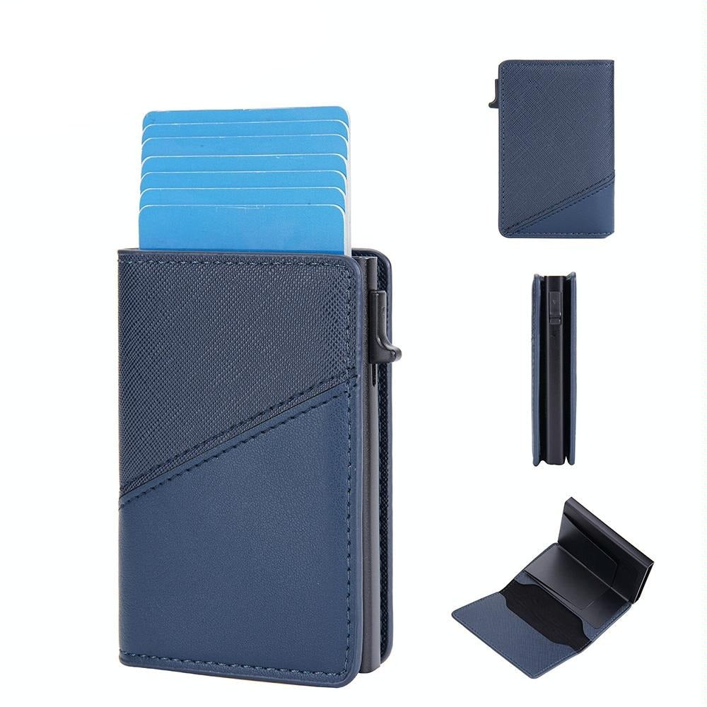 Anti-theft Rfid Leather Wallet - Secure Design - Blue