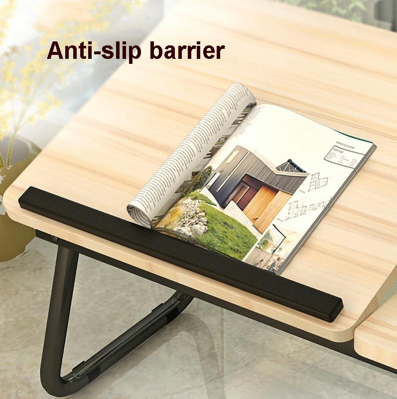 Adjustable Folding Laptop Desk with Cup Holder - Four-speed Lifting Table for Dorms - White Maple 8